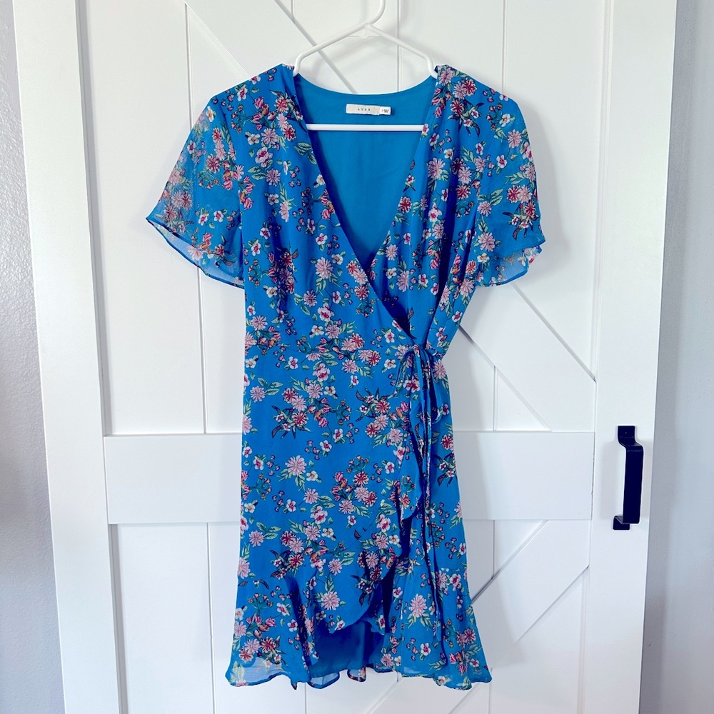 Lush floral wrap dress